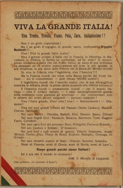 Il dalmatino. Lunario cattolico, greco ed ebraico per l'anno 1919